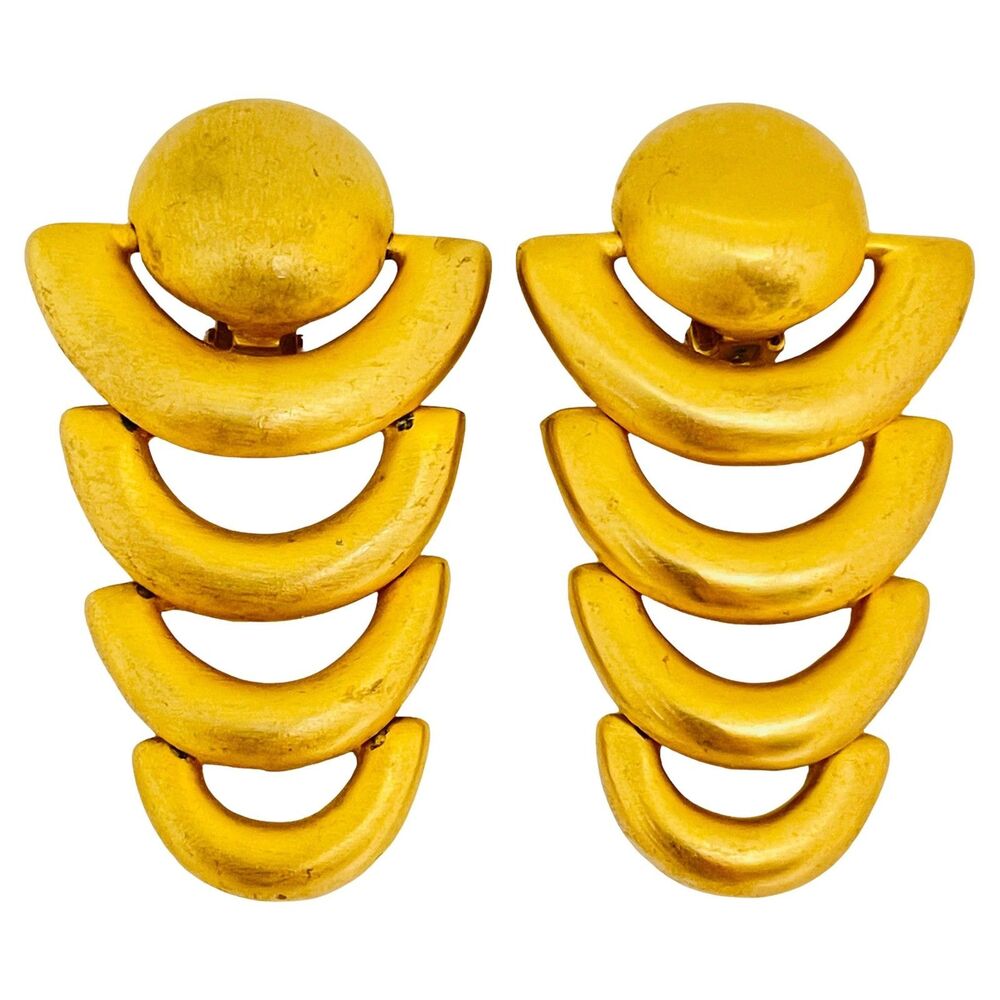 Vintage matte gold tone designer clip on earrings